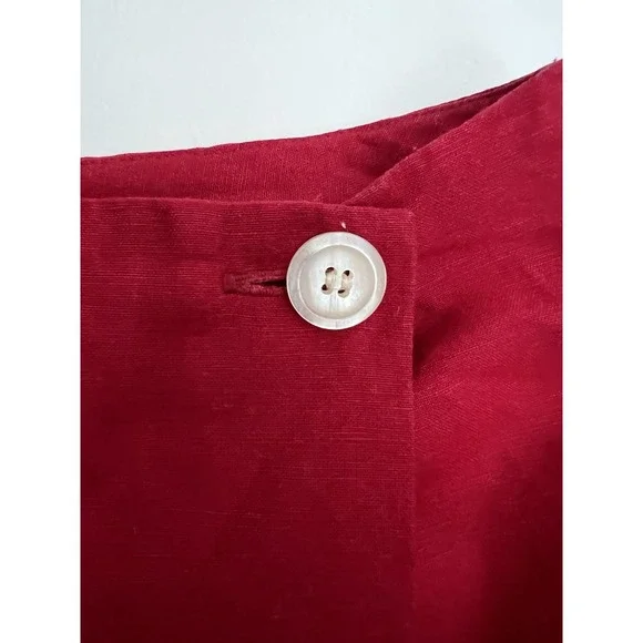 Ann Taylor Vintage Red Mini Skort Size 8 Linen Blend Feminine Vacation Preppy - Picture 3 of 12